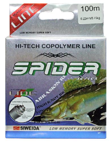Леска SIWEIDA "Spider Pikeperch" 100м 0,22 (5,75кг) желтая